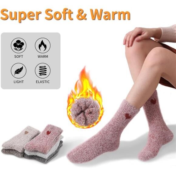 New 5 Pairs Fuzzy Soft Cozy Comfortable Socks for Women, Casual Sleep Comfy Sock - Picture 2 of 6